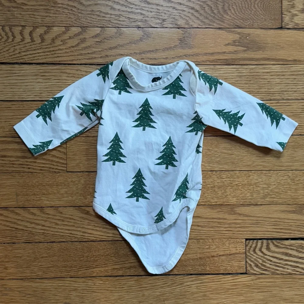 Monica + Andy Christmas Tree Long Sleeve Onesie - Size 0-3 Months